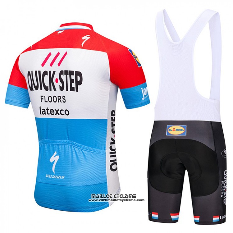 2018 Maillot Ciclismo Quick Step Floors Rouge Blanc Bleu Manches Courtes et Cuissard